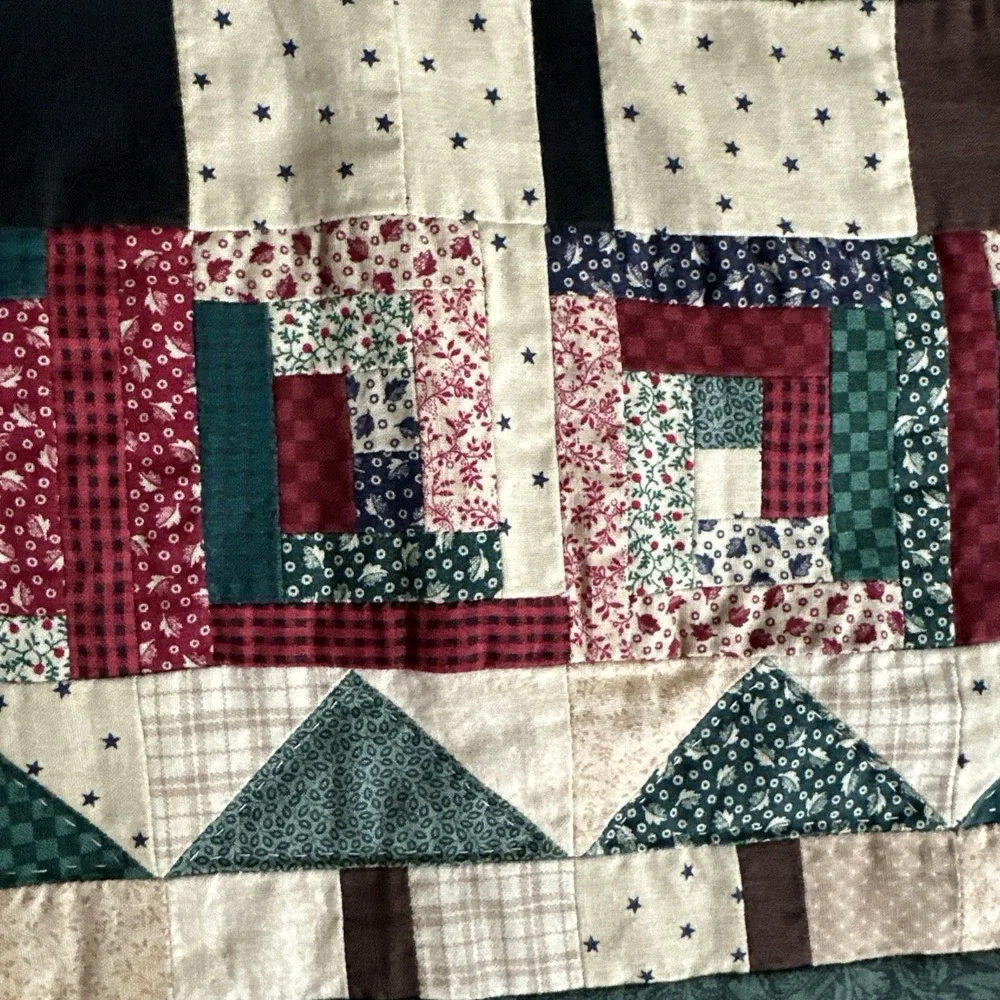 Handmade Patriotic Santa Christmas Quilt Wall Hanging Americana Country Farmhous